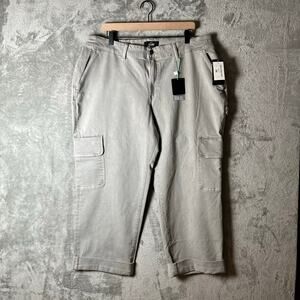 Lularoe Utility Cargo Pants Size 34 Gray Stretchy Twill Roll Up‎ Cuffs New